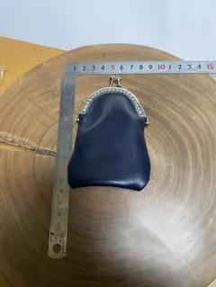 ネイビー レザー がま口