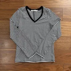 AZUL BASIC ボーダー柄 Vネック 長袖Tシャツ M