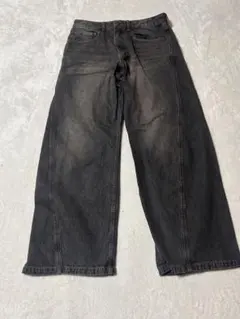 WYM ダークブラウン ワイドレッグデニム