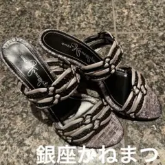 【極美品】銀座かねまつ　ミュール　サンダル　24 パープル✖️ブラック