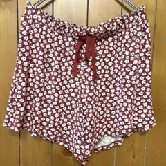 ユニクロ Joy of Print ラウンジショートパンツ L 赤 花柄