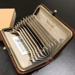 オイルレザー☆ガマ口☆財布☆カードケース☆革☆カードホルダー☆じゃばら☆ブラウン