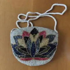 ビーズ刺繍 蓮の花 ショルダーバッグ
