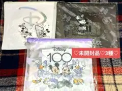 ディズニー　100　一番くじ　フラットポーチ　3種　未開封品