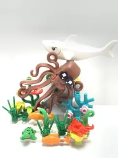 【匿名配送】LEGO互換　ブロック 海の生き物　小さなサメと大きなタコセット
