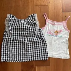 120 トップス　白黒チェック　女の子　キャミソール　セットのサムネイル