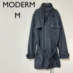 【モダン】アウター　コート　ベルト付きコート　M 立襟　ボタン　スタイリッシュ