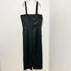 【シンプリシティエ】(M)ブラックオールインワン/サロペット/タック入りパンツ