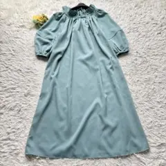 極美品 24SS♡アドーア フルダルストレッチワンピース リボン ミントグリーン