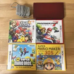 美品newニンテンドー3ds ll 本体メタリックレッド　ソフト付き　充電器付き