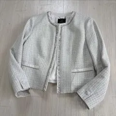 23区 ニジュウサンク ツイード フォーマルジャケット ノーカラー