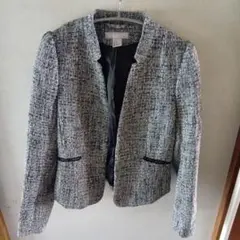 H&M ノーカラーツイードジャケット/US 10