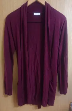 index 長袖カーディガン M 赤 ボルドー