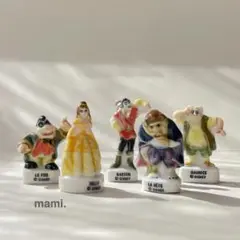 フェーヴ　美女と野獣　5個　ディズニー　フランス　ミニチュア陶器　f-4376