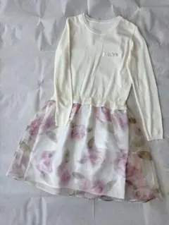 美品　Chesty チェスティ　ワンピース　レース　花柄　ビジュー　オフホワイト