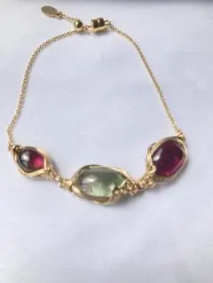 FUKANE トルマリン ブレスレット 14kgf グリーン ルベライト