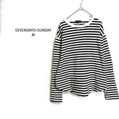 セブンデイズサンデイ/ボーダー長袖カットソー/クルーネックシンプルカジュアル