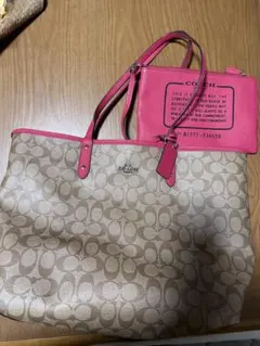 COACH トートバッグ ベージュ/ピンク