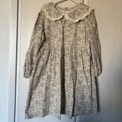 値下げ　花柄フリル襟　長袖ワンピース 130cm