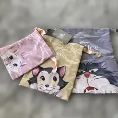 ディズニーストア 猫の日 巾着 3枚セット マリー フィガロ ルシファー