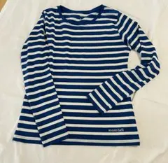mont-bell モンベル 長袖Tシャツ M 青白ストライプ 吸汗速乾