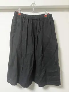 246.無印良品 麻100% フレアスカート 濃紺 Lのサムネイル