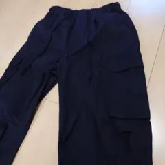 ブラック カーゴパンツ ウエストゴム