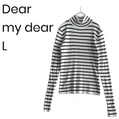 ボーダートップス リブニット リブカットソー ハイネック カジュアル 1808