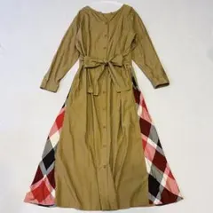 ♡ブルーレーベルクレストブリッジ♡シースルー♥茶色チェックワンピース♡38♥ ♡ブルーレーベルクレストブリッジ♡シースルー♥茶色チェック