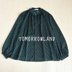 【極美品】TOMORROWLAND モノグラムプリント フリルネックブラウス