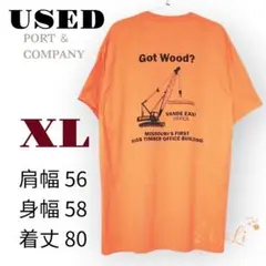 USED PORT & COMPANY オレンジ バックプリントTシャツ XL