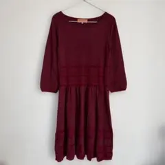 SunaUna スーナウーナ ニットワンピース ボルドー 38 M 日本製