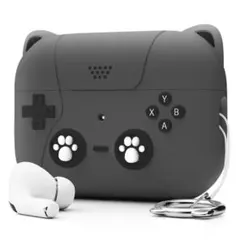 ブラック AirPods3 ケース 韓国 猫 猫耳 ゲーム機 イヤホン シリコン