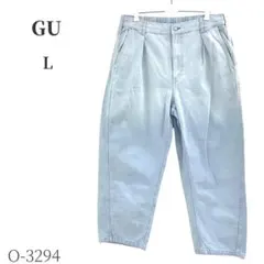 GU ジーンズ 青 L カーブタックパンツ チャック付き