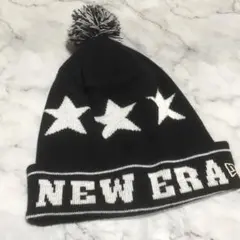 【美品】【NEW ERA 】星柄 ポンポン付きニット帽　⭐︎即発可⭐︎