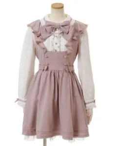 LIZLISA ダブルハートラッフルワンピース ピンク