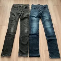 EDWINストレートジーパンXS黒紺色2本セット