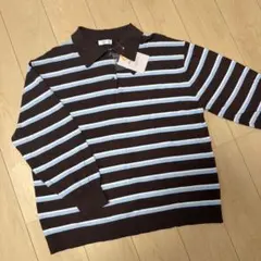 ボーダー　ニットポロシャツ