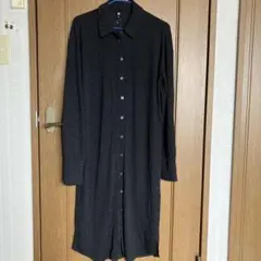 ラメ入りロングシャツワンピ　伸縮性抜群