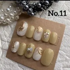 ネイルチップ　No.11 イエロー　ニュアンス　ミラーネイル　もやもやネイル