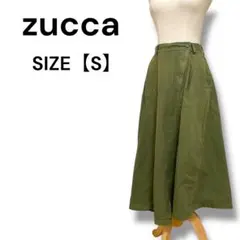 ZUCCA アシンメトリー グリーン S ボトムス コットン ロングスカート
