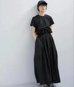 YORT ワンピース ドロストカットワンピース　ブラック　黒　新品 YORT ワンピース ドロストカットワンピース ブラック 黒 新品 - メルカリ