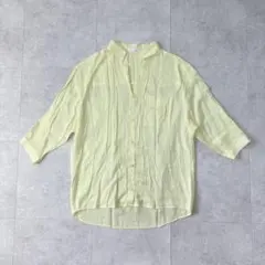 【index】レーヨン混 スキッパーシャツ ブラウス ロールアップ袖 七分袖
