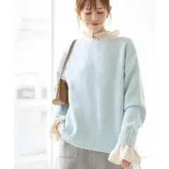 【ROPÉ PICNIC】ボートネックニットプルオーバー サックスブルー 38