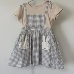 【美品】プティマイン　ミッフィ半袖ワンピース90