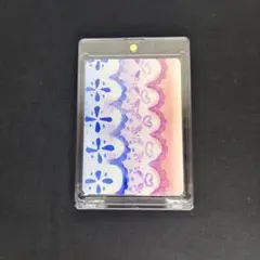 手描き 水彩 原画 レース模様 青×赤グラデーション 一点もの