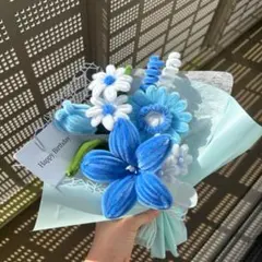 モールフラワー チャイラテ shop 枯れないお花 青水色　ブルー　韓国花束