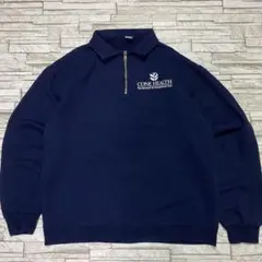 ジャージーズ ハーフジップスウェット 企業ロゴ 両面プリント ネイビー