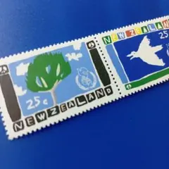 外国切手 ニュージーランド 1986年 国際平和年 児童絵 2連