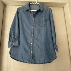 earth music &ecologyデニムブルーシャツ 七分袖 Sサイズ
